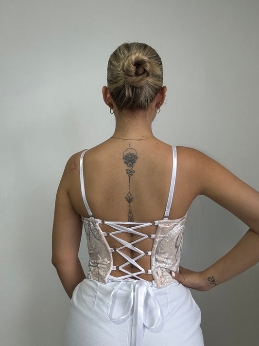 Corset Glitter Blanco
